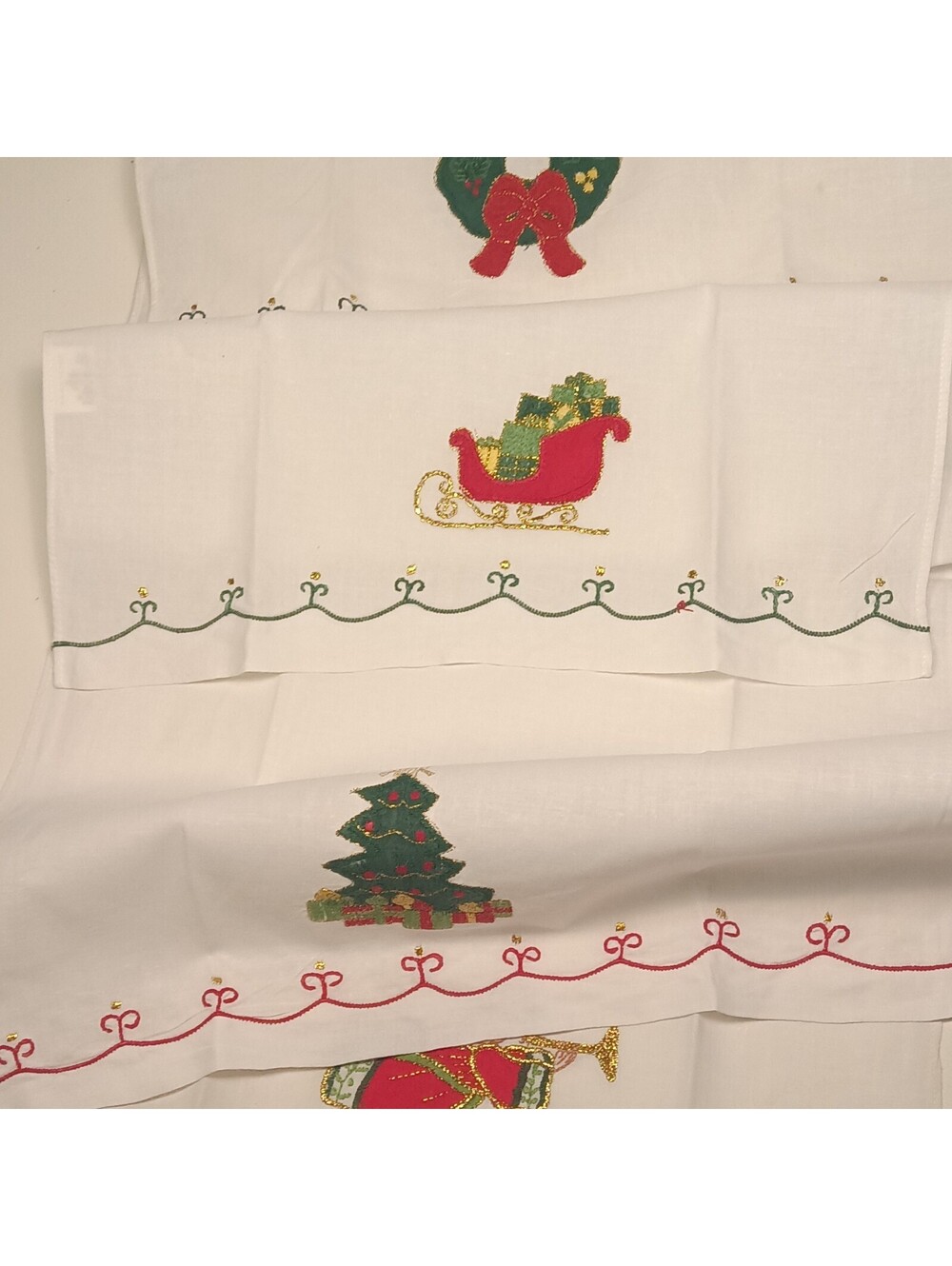 Lillian Vernon 215F 4 Appliqued Christmas Angel Guest Towels Cotton Napkins
